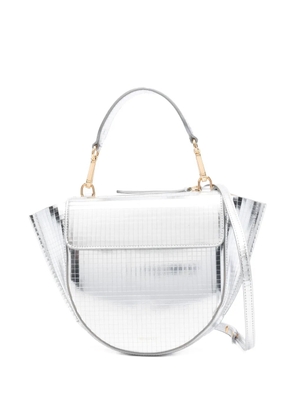 Wandler Hortensia grid-pattern flap tote bag - Silver