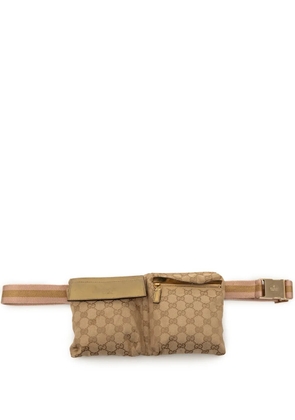 Gucci Pre-Owned 2000-2015 GG Canvas Web Double Pocket belt bag - Gold