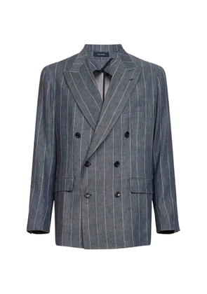 Tagliatore New York pinstriped double-breasted blazer - Blue