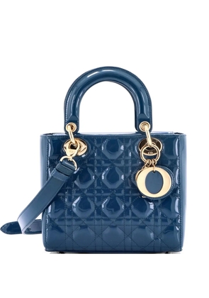 Christian Dior Pre-Owned Lady Dior Bag Cannage Quilt Patent Small satchel - Blue