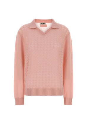 Miu Miu pointelle-knit polo sweater - Pink