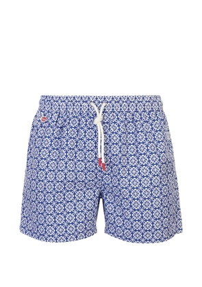 Kiton floral-print swim shorts - Blue