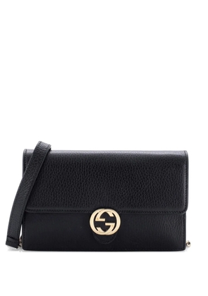 Gucci Pre-Owned Interlocking Wallet on Chain Leather crossbody bag - Black