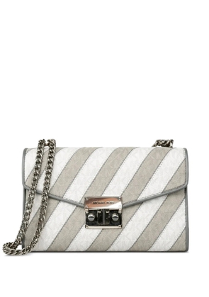 Michael Kors striped shoulder bag - White