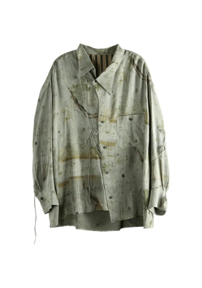 Ziggy Chen abstract-print silk shirt - Green