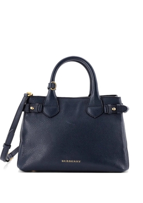 Burberry Pre-Owned Banner Leather and House Check Canvas Small tote bag - Blue