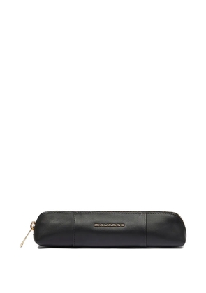 PIQUADRO logo-lettering leather pen case - Black