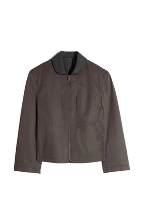 LEMAIRE leather-collar twill jacket - Brown