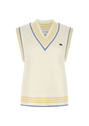 Lacoste V-neck logo-patch vest - White