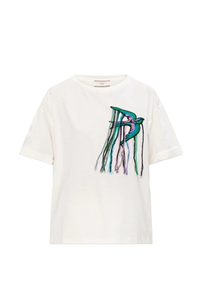 Akep embroidered-patch cotton T-shirt - White