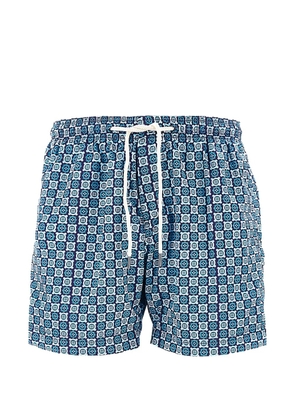 PENINSULA SWIMWEAR geometric-print drawstring swim shorts - Blue