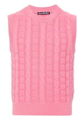 Acne Studios Face logo-appliqué cable-knit jumper - Pink