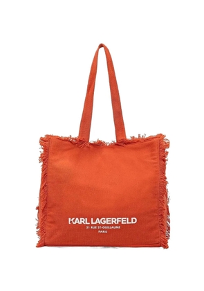 Karl Lagerfeld frayed-edge canvas tote bag - Orange