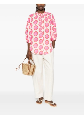 NIMO WITH LOVE geometric-print band-collar blouse - Pink
