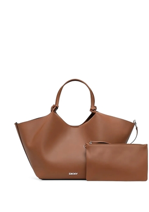 DKNY large Paula Commuter logo knotted tote bag - Brown