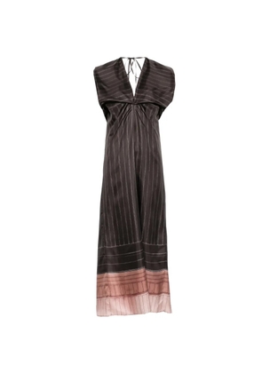 Alysi pinstripe-pattern gathered maxi dress - Brown