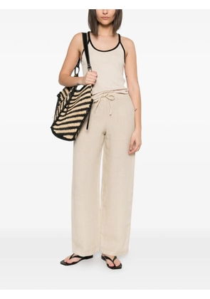 120% Lino drawstring-fastening trousers - Neutrals