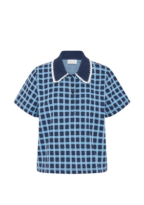 The Upside Clubhouse Dom checked crochet-trim polo shirt - Blue