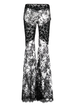 Roberto Cavalli flared Chantilly-lace trousers - Black