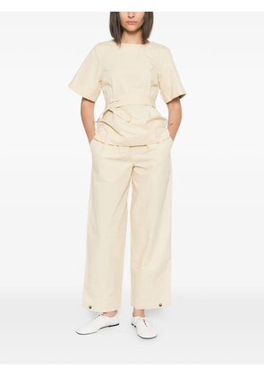 YERSE Carli panelled cotton blouse - Neutrals