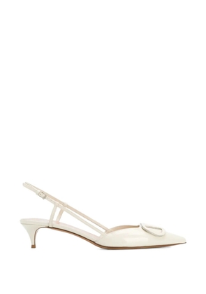Valentino Garavani 40mm VLogo Signature leather slingback pumps - Neutrals