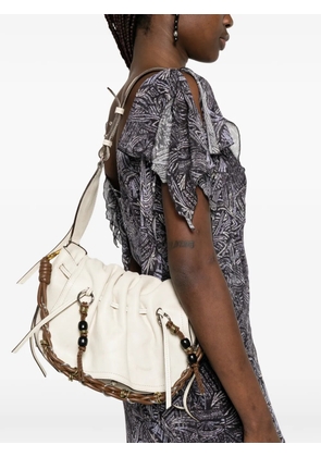 ISABEL MARANT Bolton ruched bead-embellished shoulder bag - Neutrals