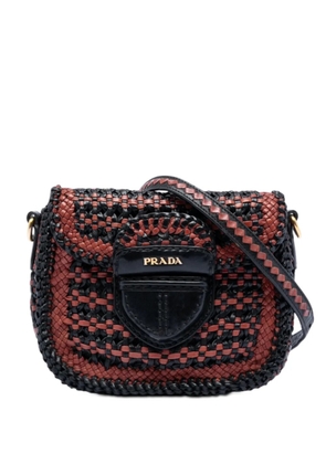 Prada Pre-Owned 2010-2025 Bicolor Woven Goatskin Madras crossbody bag - Black