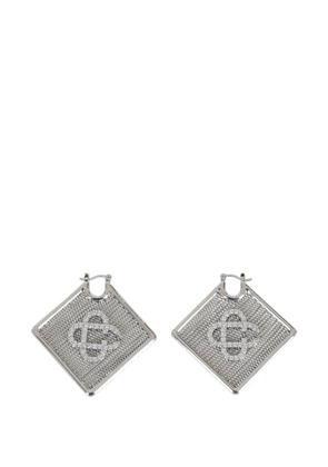 Casablanca mesh-texture crystal-logo earrings - Silver