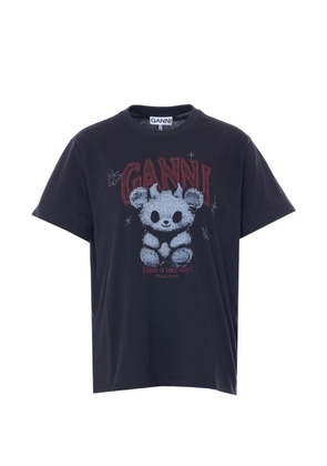GANNI bear-print logo T-shirt - Black