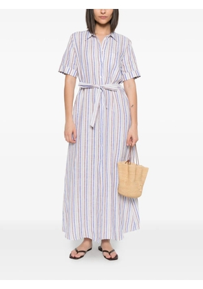 Robert Friedman striped belted maxi shirt dress - White