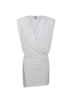 Amazuìn draped V-neck dress - White