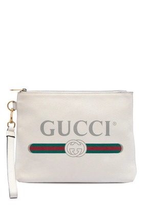 Gucci Pre-Owned 2016-2026 Leather Logo clutch bag - White