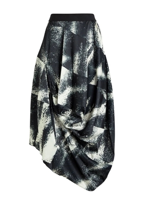 High abstract-print midi skirt - Black