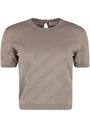 Balenciaga Mini Allover Logo cropped jumper - Neutrals