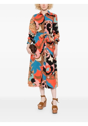 ETRO paisley-print belted shirt dress - Orange