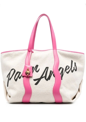Palm Angels logo-print canvas tote bag - Neutrals