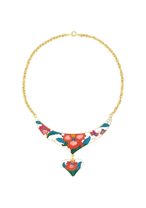 Susan Caplan Vintage 1980 Cloisonne Necklace - White