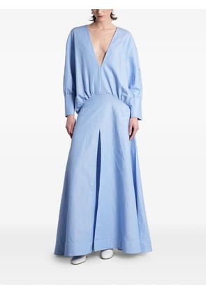 BATAKOVIC Belgrade V-neck cotton maxi dress - Blue