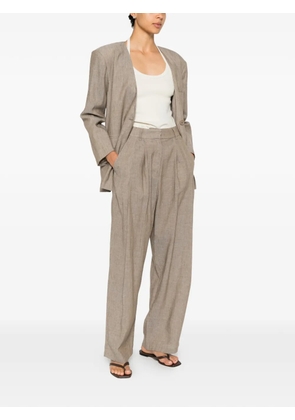 Eleh collarless single-breasted blazer - Brown