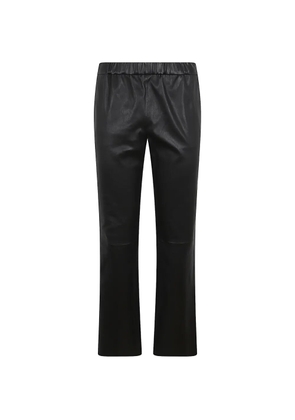 Enes elasticated-waist leather trousers - Black