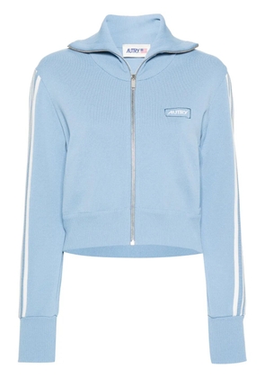 Autry intarsia-logo zip-up cardigan - Blue