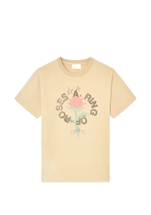 GANNI floral-print round-neck T-shirt - Neutrals