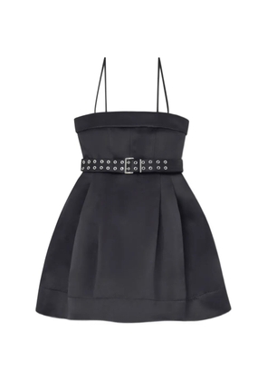 GANNI belted spaghetti-strap mini dress - Black