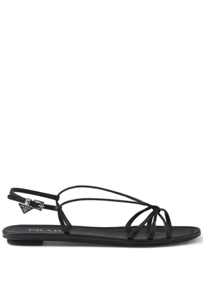 Prada flat leather sandals - Black