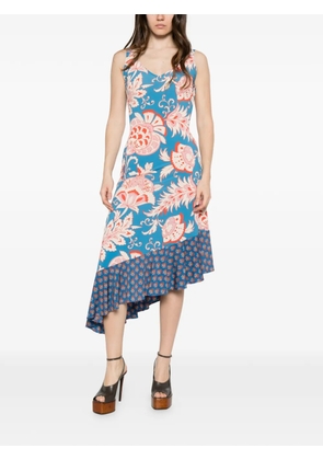 ETRO floral-print ruffled midi dress - Blue