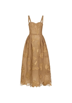 Oscar de la Renta flower-appliqué sleeveless midi dress - Green