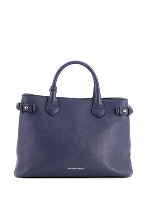 Burberry Pre-Owned Banner Tote Leather and House Check Canvas Medium satchel - Blue