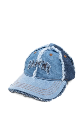 GANNI frayed panelled baseball cap - Blue
