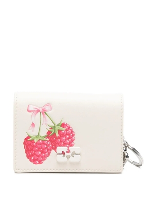 GANNI raspberry-print logo-plaque wallet - Neutrals