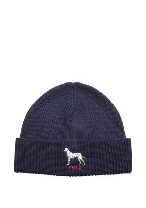 Polo Ralph Lauren Dalmatian-motif ribbed-knit beanie hat - Blue